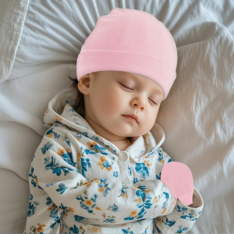 Fecawd Baby Hats and Mittens Newborn Hats Gloves Infant Beanie Soft Cap Mitten Sets for 0-6 Months Boys Girls - Image 2